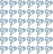 uxcell 40 Pcs 3D Heart Lake Blue Nail Rhinestones 12x13mm K9 Glass Crystal Rhinestones Pointed Back Crooked Heart Gems for Nail Charm Art DIY Decoration Craft
