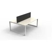 RAPIDLINE RAPID INFINITY LOOP LEG WORKSTATION Double Sided 2 Person With Screen W1200 x D1400 x H1200mm Natural White with Cable Entry Holes