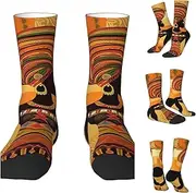 [BWLHJKE] African Woman Crew Socks Hiking Running Thick Cushion Athletic Socks Casual Calf Sock Unisex Above Ankle Sock