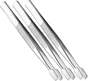 FIXOSHEE 3pcs Flat Stainless Steel Tweezers for Crafts Portable Precision Tweezers Grip for Document Handling and Sticker Application