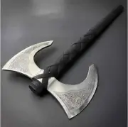 Double Head Carbon Steel Viking Axe Outdoor Wood Hunting Camping Axe For Gift AU
