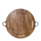 J.Elliot Bailey 70cm Round Wood Tray w/ Metal Handles Food Serving Board Natural