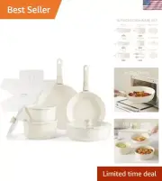 15-Piece Detachable Handle Nonstick Cookware Set - Space-Saving Granite Design