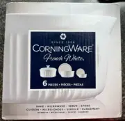 CorningWare French White 6 piece New in Box 2.5 qt / 1.5 qt / 16 oz Round Dish