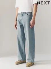 Blue Light Tint Baggy Fit Vintage Wash Denim Jeans (F22704) | $55 - $64