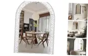 36x24 Inch Farmhouse Arched Wall Mirror Wooden, Modern Decorative Arch Mirrors