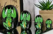 Ebros 5 Piece Set Green Fiery Dragon Nesting Dolls Matroyshka Wooden Figurine