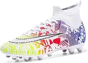 [GEXECEUSS] High-Top Turf Soccer Boots Breathable Lightweight Youth Professional Soccer Shoes Firm Ground Football Shoes for Indoor Outdoor Competition Training (Womens, Mens)