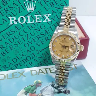 ROLEX勞力士 69173 Datejust 蠔式女錶 經典款式 金色十鑽面盤 錶徑26 自動上鍊 大眾當舖L642