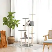 Cat Tree with Sisal Scratching Posts Light Grey 153 cm,Cat Furniture-171637
