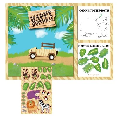 Safari Placemats Activity Placemats with Stickers Kids Birthday Party Supplies 8