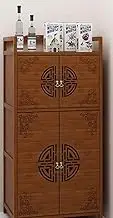 Bamboo Wooden Case with Door Kitchen Storage Elegant Antique Style