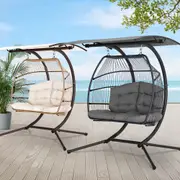 Gardeon Outdoor Furniture Hanging Swing Chair 2-seater Egg Hammock Rattan Wicker