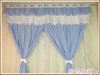 在飛比找Yahoo!奇摩拍賣優惠-藍色地中海風清新藍格+白紗窗簾
