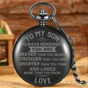Personalized To My Son Pocket Watch Full Hunter Quartz Movement FOB Chain Gift
