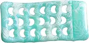 Pool Lounger Float | Inflatable Pool Lounger Float with Headrest | Waterproof Leaf Pattern Design Floating Rafts for Swimming Amusement Park Traveling Backyard Party