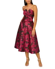 Aidan Mattox Floral Jacquard Midi Dress