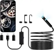 VEVOR Endoscope Camera with Light, Dual Lens Borescope for Android & iOS, 1920P HD Inspection Camera with 8 + 1 LED Light, 2X Zoom, 5m Snake Cable, IP67 Waterproof Snake for Auto, Plumbing