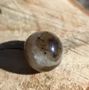 AGATE MARBLE SPHERE, 20MM TAN W/ QUARTZ CRYSTAL, MADAGASCAR AGATE MARBLE
