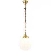 Chain Brass Pendants Lights Opal Gloss Polished Period Lighting Sphere Glass Inspirations