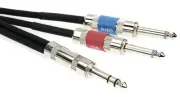 Pro Co IPBQ2Q-3 1/4" TRS Male to Dual 1/4" TS Male Insert Cable - 3'