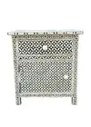 In Stock. Abacus & Hunt Bone Inlay Bedside Table (LARGE) in Geometric