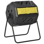 Outsunny 2-Chamber Compost Bin 5.65-Cu-Ft Rotating Design W/ Ventilation System