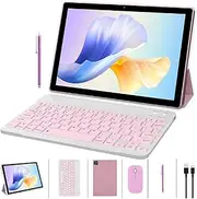 10 inch Tablet 2 in 1 Tablets 10" Android 14 Tablets 8GB+64GB with Keyboard And Case Mouse Stylus Tableta Android Tabletas Computer 10.1 IPS HD Screen 2MP+8MP Dual Camera WiFi-6 BT 6000mAh Battery Tab