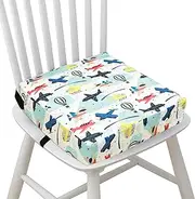 Toddler Booster Seat for Dining Table 3.15 inch Heightening Cushion for Kids Chair Washable Kid Booster Seat Cushion Pad with Belt and Strap Adjustable Booster Seat for Eating Toddler (Airplanes)