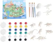 KOMBIUDA 1 Set DIY Painting Dinosaurs Model Set Creative Arts Crafts Kit for Home and School Activities Non Woven Game Pad Included