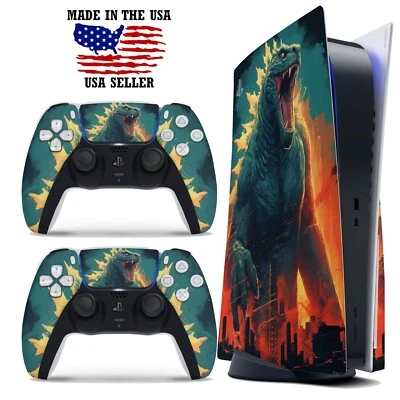 PS5 Disc Version Console & Controller Vinyl Skin Decal Wrap - Godzilla