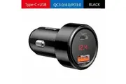 Baseus 45W Fast Charging Car Charger PD3.0 USB + Type-C Cigarette Lighter Adapter-Black