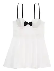 $100 VICTORIA'S SECRET BOW TOPPED BUSTIER TUXEDO SLIP DRESS LINGERIE L XL NWT