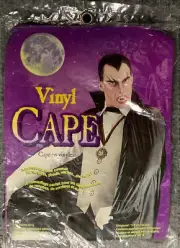 Vintage 90’s Dracula Vinyl Cape Halloween Vampire Costume Adult 45" Black NIP