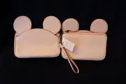 COACH DISNEY Mickey Ears Leather Wristlet Chalk F59529 NWT -Shopping Bag