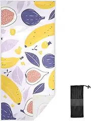 Purple Yellow Fruits Fresh towels extra large 31" x 70" Soft & Absorbent kids beach towels for girls for Kids & Adults