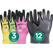 3 Pairs Kids Gardening Gloves (Size 3) with 12 Pairs Work Gloves (Medium), 15 Pa