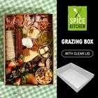 Grazing Box w/ Clear Lid Treat Tray Graze Board Takeaway Container 30x20cm WHITE