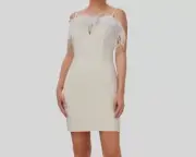$275 Aidan by Aidan Mattox Women Ivory Feather Sweetheart Dress Size 12