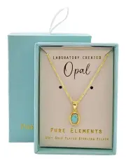 [Pure Elements] Lab Oval Pendant in Opal Gold