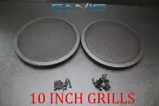(2) 10 INCH STEEL SPEAKER SUB SUBWOOFER GRILL FINE MESH W/ CLIPS SCREWS GT-10