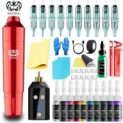 Wireless Tattoo Pen Kit Equipped With LED Power Supply 10Pcs Needles Tattoo Inks