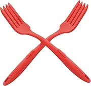 Zerodeko 2Pcs Ergonomic Silicone Cooking Forks Reusable Kitchen Utensils for Salad Mixing Pasta Serving and Frying Lightweight Non Stick Easy to Clean Kitchen Supply