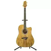 Kona K2SPLT Spalted Maple Thin Body Acoustic Electric Guitar, Natural Gloss