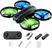 RC Drone for Kids and Beginner, Small RC Quadcopter with Lights and 3D Flip, Altitude Hold, Headless Mode, Propeller Full Protect, Easy to Fly Toys Drone for Kids Boys and Girls Gift (Black)