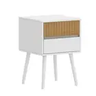 Oslo Bedside Table With 2 Drawer In White & Natural mdf,melamine Bedside Tables