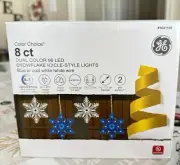 GE Color Choice 8-Count Dual Color LED Blue/Cool White Snowflake Icicle Lights