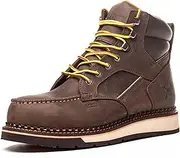 [MWORK] 6" Moc Toe Work Boots For Men Wedge Sole Leather Waterproof ASTM F2413-18 Safety Metallic Toe EH Rated Arch Support Anti Fatigue