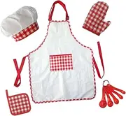 Abaodam 1 Set Kids Cooking Apron Red Toddler Boy Cotton Tool