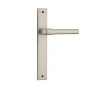 Iver Helsinki Door Lever Handle on Rectangular Backplate Satin Nickel